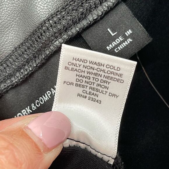 New York & Company Faux Leather Skinny Pants High Rise Stretch Women Large Black - Picture 5 of 6